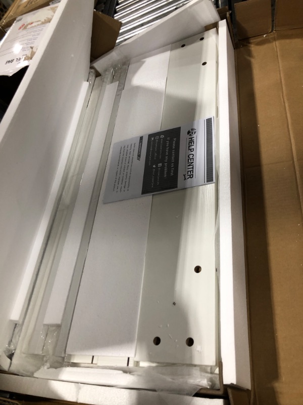 Photo 1 of SUPERJARE Vanity Desk with 2 Drawers, Makeup Table, Dressing Table for Bedroom, Computer Desk Wirting Console Table, Adjustable Feet, Metal Frame - White 39 inch White