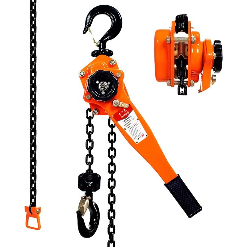 Photo 1 of 
Manual Lever Hoist 1-1/2 Ton, 3300lbs 10ft Hand Chain Hoist, 1.5T 3M Chain Fall Hoist with G80 Steel Chain, Come Along Tool for Heavy Duty Lifting
