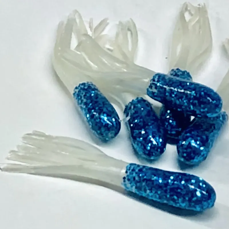 Photo 1 of 1.5" Crappie Tube/Blue/Clear Sparkle (100 Pack)
