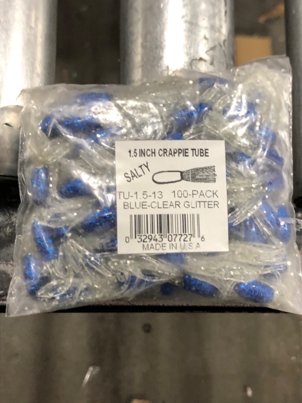 Photo 2 of 1.5" Crappie Tube/Blue/Clear Sparkle (100 Pack)
