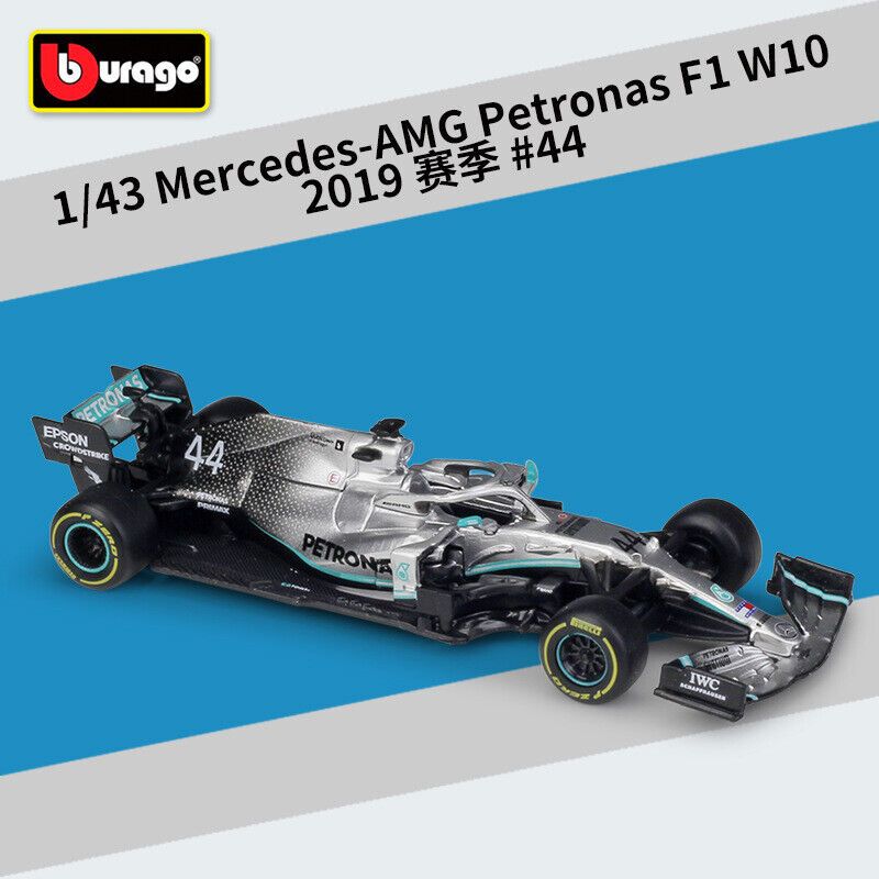 Photo 1 of 1:43 Bburago Mercedes AMG Petronas F1 Formula W10 Lewis Hamilton Racing Car
