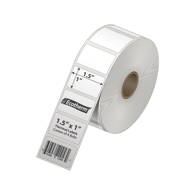 Photo 1 of 1.5" x 1" Thermal Label| fits Zebra, Munbyn, Rollo, Godex, Arkscan, iDPRT, Offnova Thermal Label Printers and More | Blank White Adhesive Stickers by Ecotherm 1.5 x 1