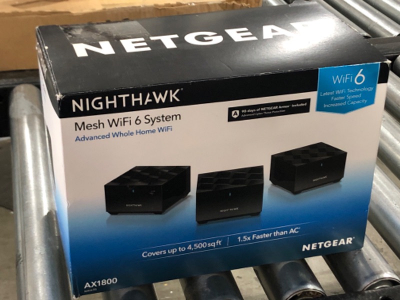 Photo 2 of NETGEAR Nighthawk Advanced Whole Home Mesh WiFi 6 System (MK63S) with Free Armor Security – AX1800 Router with 2 Satellite Extenders, Coverage up to 4,500 sq. ft. and 25+ devices Mesh WiFi 6 (3-pack) | 90-day NETGEAR Armor