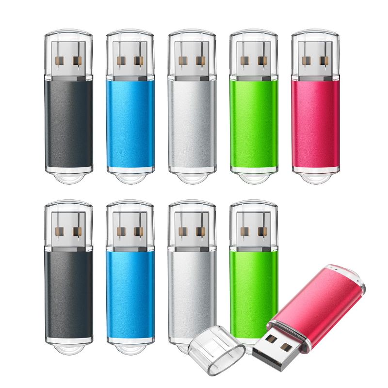 Photo 1 of 16GB 10 Pack USB Flash Drive Flash Drive 2.0 Memory Stick Fold Storage Thumb Stick Jump Drive Pen Swivel Design for PC laptops, Tablets, TVs, car Audio (5 Mixed Colors) 10 Count (Pack of 1) 16GB