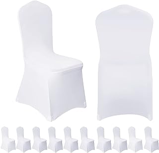 Photo 1 of 10pcs White Stretch Spandex Chair Cover, Chair Covers for Wedding, Universal Fitted Chair Cover Protector for Party, Banquet, Event, Hotel?White 10PCS?
