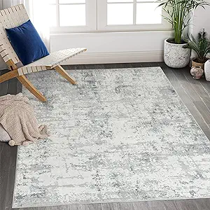 Photo 1 of Art&Tuft Washable 9x12 Area Rug, Anti-Slip Backing Abstract Area Rugs 9x12 Living Room, Stain Resistant Rugs for Living Room, Foldable Machine Washable Area Rug (TPR20-Grey, 9'x12')

