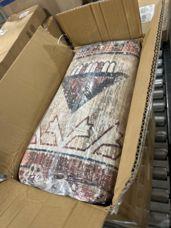 Photo 1 of vivorug Machine Washable Tribal Area Rug, 8' x 10', Distressed Medallion, Brick Red/Navy Brick Red/ Navy 8'x10'