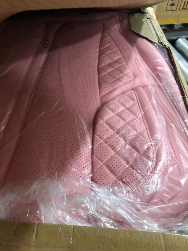 Photo 1 of CAR PASS Barbie Pink Nappa Waterproof Leather Car Seat Covers Two Front Seat only Cushion Breathable Protector Universal Fit for Car Sedan SUV Pickup Truck,Front Seat Cover (Pink) all pink Two Front Set