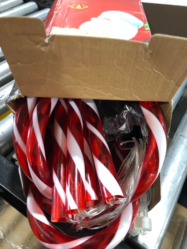 Photo 2 of 24.5" Candy Cane Lights with Stakes, 12 Packs Large Christmas Pathway Lights Outdoor, 8 Light Modes Candy Cane Pathway Markers Christmas Decorations for Yard Patio Garden Walkway Sidewalks