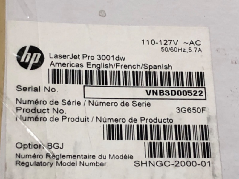 Photo 4 of HP LaserJet Pro 3001dw Wireless Black & White Printer