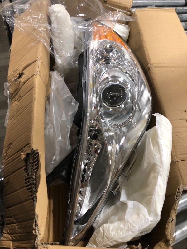 Photo 2 of Auto Dynasty Factory Style Projector Headlight Lamps Compatible with Sonata (Excludes Hybrid) 2011-2014, Driver and Passenger Side, Chrome Housing Amber Corner Chrome/ Amber