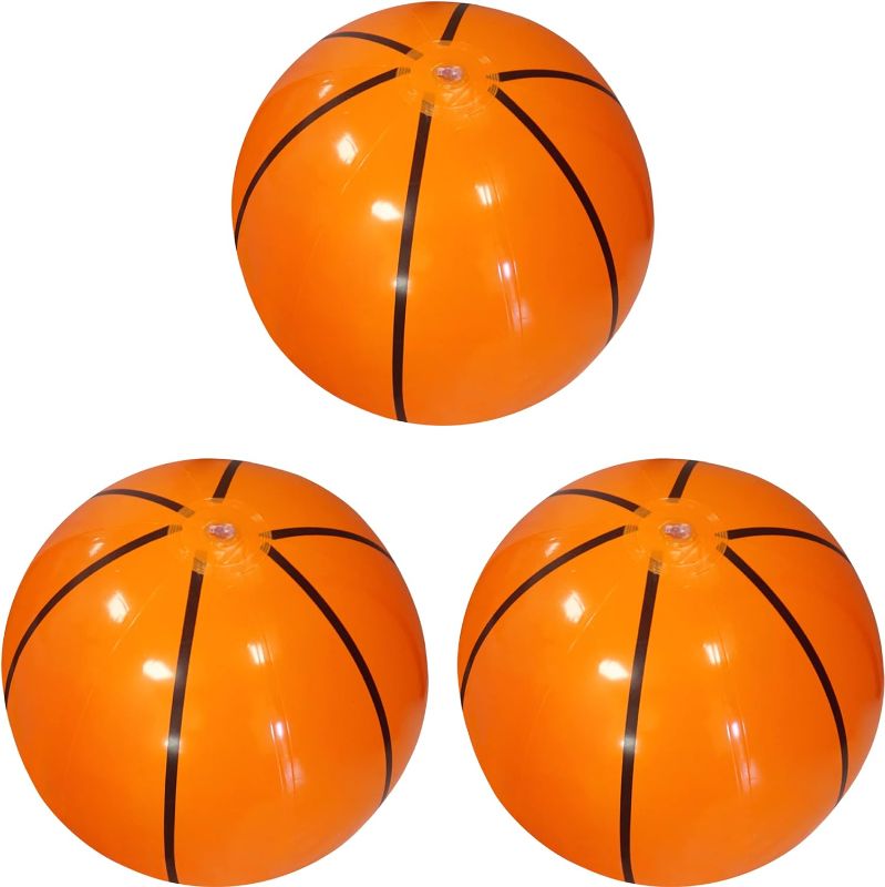 Photo 1 of 4E's Novelty Inflatable Basketballs Beach Ball Bulk for Sports Themed Basketball Party Decorations & Favors, Fun Beach Pool Games & Toys for Kids
