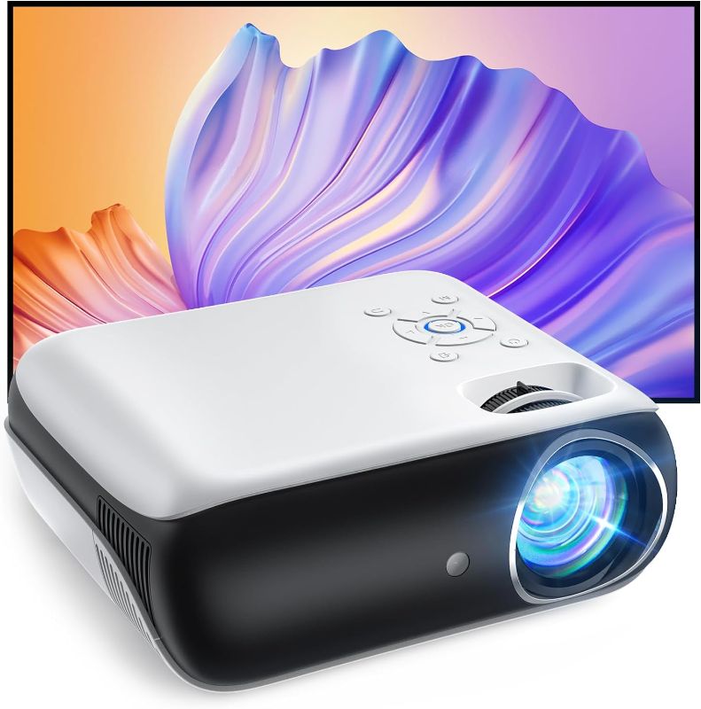 Photo 1 of HAPPRUN Projector, Native 1080P Bluetooth Projector with 100" Screen, Portable Outdoor Movie Projector, Mini Projector for Home Bedroom, Compatible with Smartphone,HDMI,USB,AV,Fire Stick,PS5 