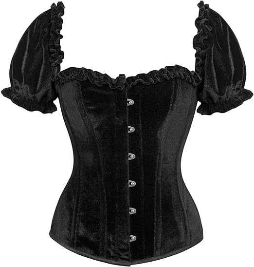 Photo 1 of Daisy corsets Womens Top Drawer Steel Boned Black Velvet Overbust Corset W/Sleeves - 3X
