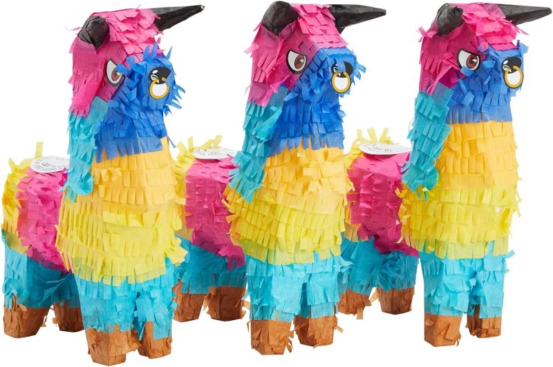 Photo 1 of 3 Pack Mini Rainbow Bull Pinatas for Cinco de Mayo Party Decorations, Mexican Fiesta Supplies (5.25 x 9 in)
