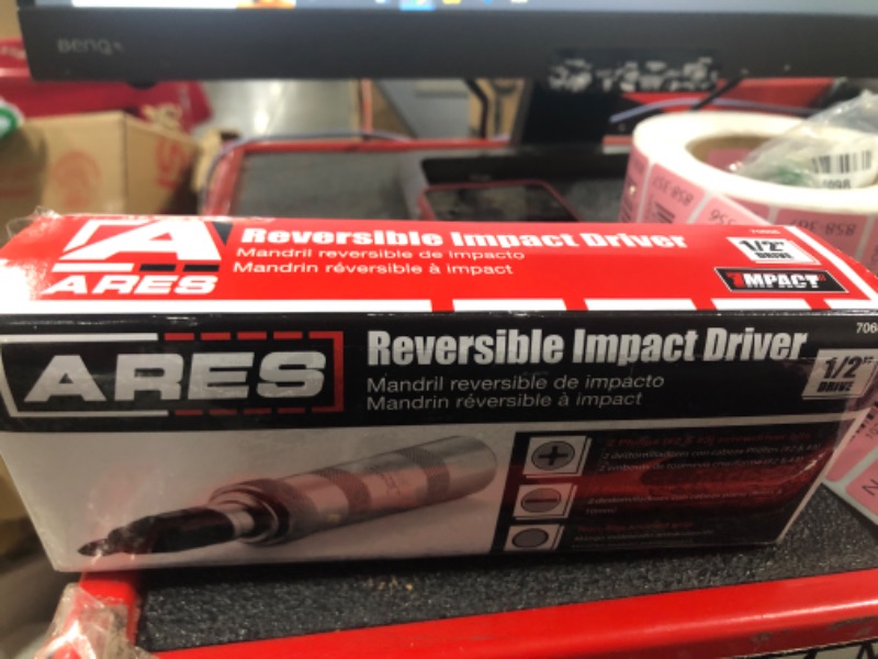 Photo 1 of ARES 70606-1/2-Inch Manual Reversible Impact Driver - Flathead 5/16 & 3/8 and Phillips #2 & #3 Bits for Most Common Applications - Disengage Brake Caliper Screws, Rusted Fasteners or Frozen Bolts 1/2-Inch Drive