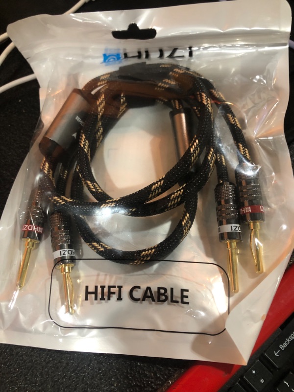 Photo 2 of 14AWG HiFi-Quality Heavy-Duty Braided Speaker Cable with Double Gold-Plated Banana Plugs (3) 3 Feet