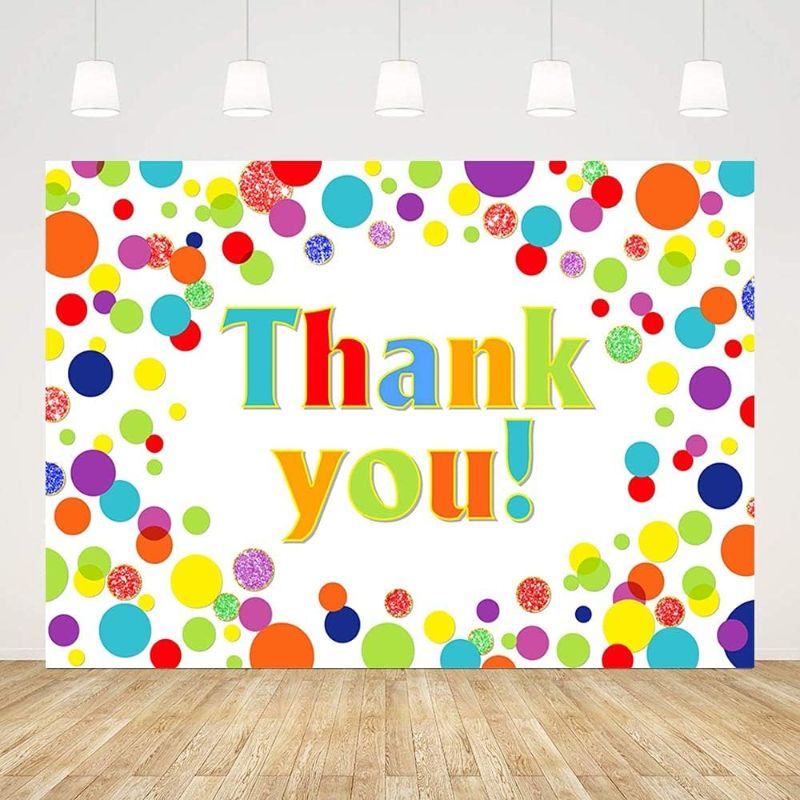 Photo 1 of 10x7ft Thank You Backdrop Colorful Photography Background Thanks for Teachers Employees Thank You First Responders Support Doctors Nurses Party Decorations Banner Props
