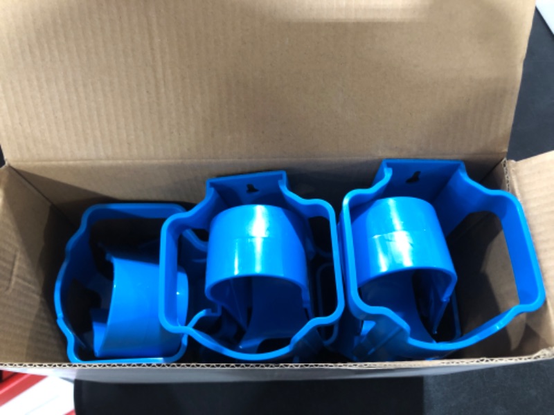 Photo 2 of 4-Pack Poolside Cup Holders for Above Ground Pools, Pool Cup Holder for Refreshing Drinks, Only Fits 2 Inch Or Less Round Top Bar - Strong and Durable Easy to Use Clip-On No-Spill Cup Holders (Blue) Blue-4 Packs Round