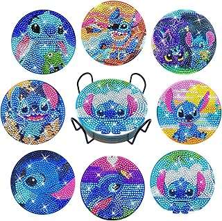 Photo 1 of ****USED** FILASLFT 8 Pcs Diamond Painting Coasters with Holder, Beginners DIY Diamond Art Coasters Crafts for Adults,Small Diamond Paintin