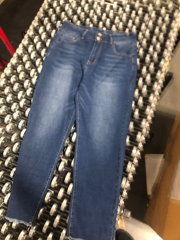 Photo 2 of *****USED***** SIZE 14*****Sidefeel Women's High Waisted Jeans Strechy Raw Hem Straight Leg Denim Pants with Pockets