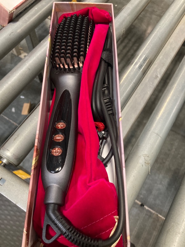 Photo 3 of ***USED***LANDOT Hair Straightener Brush Heated Straightening Brush: Negative Ion Ceramic Straightener Brush - Hot Flat Iron Brush for Smooth Frizz-Free Hair - Dual Voltage Anti-Scald Fast Heating