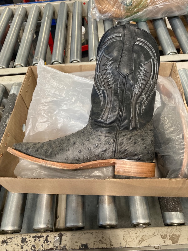 Photo 1 of ****USED****Soto Boots Men's Out of the Wild Ostrich Print Cowboy Boots, Exotic Print Men's Cowboy Boots, Western Boots For Men H50031 (13) Black