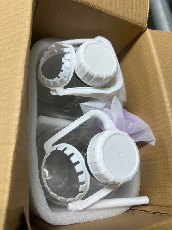 Photo 1 of 2 Pack 64 Oz Heavy Duty Glass Milk Bottle with Dispenser Cap and Reusable Airtight SCREW LID, 2 Qt Glass Water Bottle with 2 Exact Scale Lines - Glass Milk Jug Pitcher - 1/2 Gal Juice Bottles
