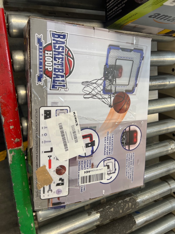 Photo 2 of ***It’s missing pieces!!! Missing 1 hanging hook and the basketballs.***
Indoor Basketball Hoop for Kids Age 5-10, With Electronic Scoreboard & 3 Balls - Over The Door Mini Hoop for Boys' Birthday & Christmas Gifts