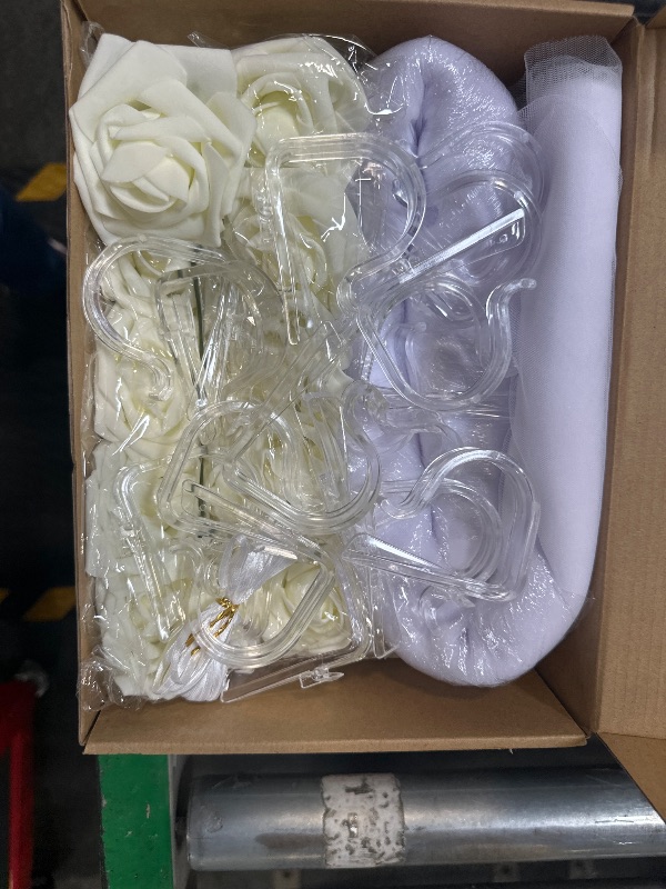 Photo 3 of ***USED***Riceshoot 34 Pcs Church Pew Wedding Decorations White Fabric Tulle Silk Hydrangea Rose Pew Clips Wedding Aisle Decor for Wedding Party Church Ceremony Banquet Reception (Rose)