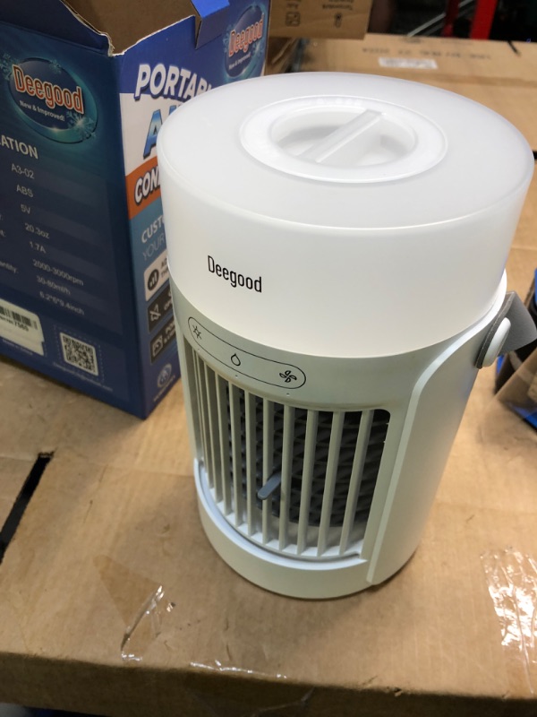 Photo 3 of ***USED***Portable Air Conditioners Fan, 600ML Evaporative Mini Air Cooler with 3 Speeds 7 Colors, Misting Humidifier Personal Air Cooler Touch Screen Desktop Cooling Fan with Large Water Tank for Home Office