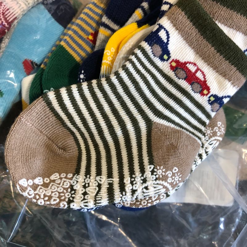 Photo 1 of 12 PAIR Non Skid Anti Slip Crew Socks With Grips For Baby Toddlers Boys