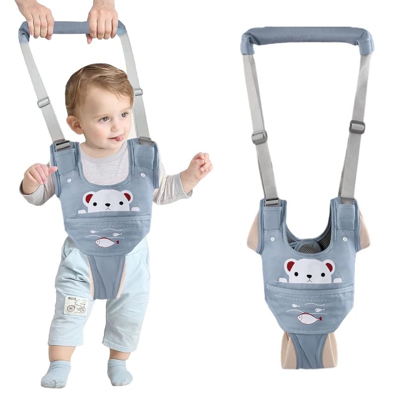 Photo 1 of ***USED**Baby Walking Harness Handheld Baby Walker Assistant Belt Adjustable Toddler Infant Walker Safety Harnesses Standing Up Walking Learning Helper with Detachable Crotch for 9-24 Month Old (Blue)