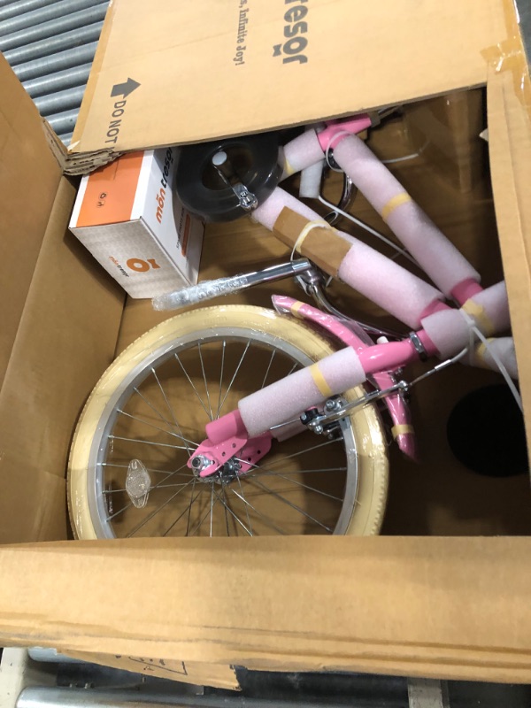Photo 1 of montresor Kids Bike, Girls Bicycle with Removable Training Wheels, Ages 5-8, 18 Inch, Bell, Kickstand, Basket, Pump Included, Birthday Gift for 5 Year Old Little Girl, Pink