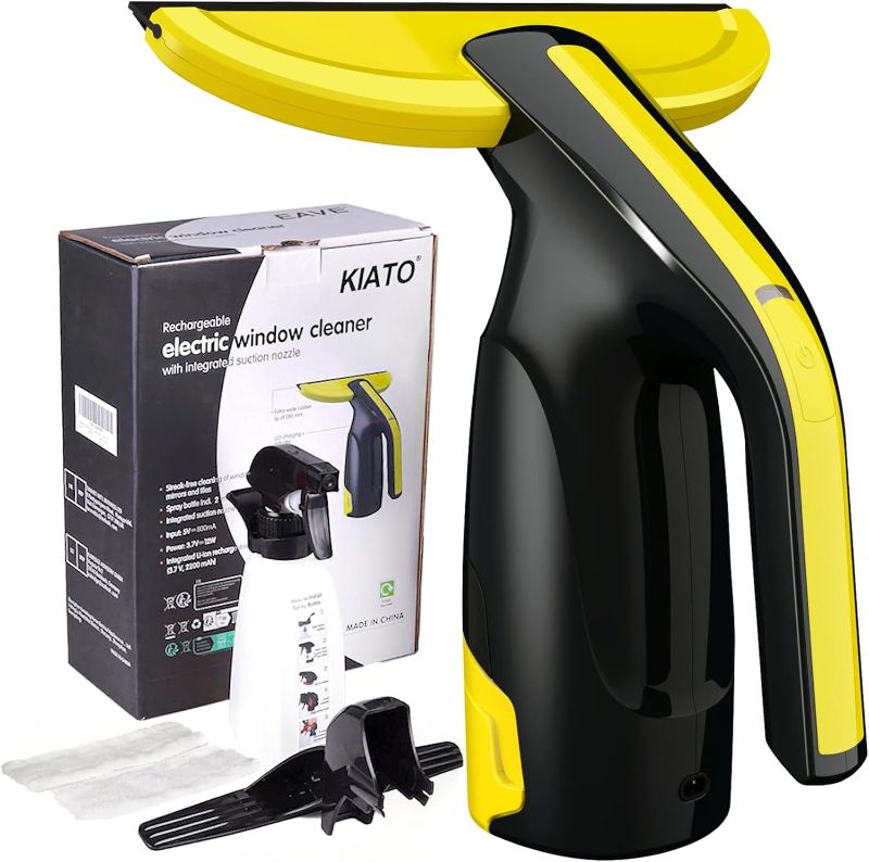 Photo 1 of  Kiato Window Treatment Window Vacuum, Cordless Window Vacuum Squeegee, Rechargeable Window Vac with Spray/Wipe/Vacuum, Electric Window Vacuum Cleaner for Windows, Tiles, Glass, Mirror, 200ml Water Tank