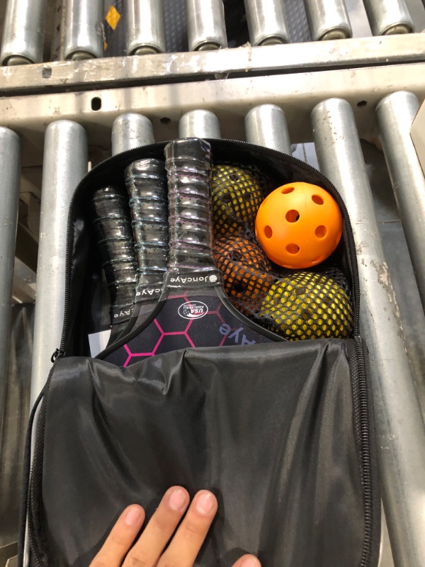 Photo 3 of ***USED***JoncAye Pickleball-Paddles-Set of 4 or 2 Rackets with Balls and Bag | USAPA Approved Pickle-Ball Equipment with Accessories | Fiberglass/Graphite Pickleball Racquet Set for Men, Women, Kids, Adults