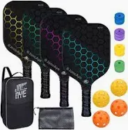 Photo 1 of ***USED***JoncAye Pickleball-Paddles-Set of 4 or 2 Rackets with Balls and Bag | USAPA Approved Pickle-Ball Equipment with Accessories | Fiberglass/Graphite Pickleball Racquet Set for Men, Women, Kids, Adults