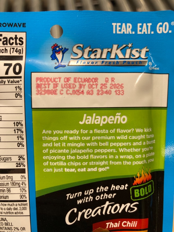 Photo 3 of ***best before oct 25 2026*** StarKist Tuna Creations Bold, Jalapeño, 2.6 Ounce (Pack of 24) 