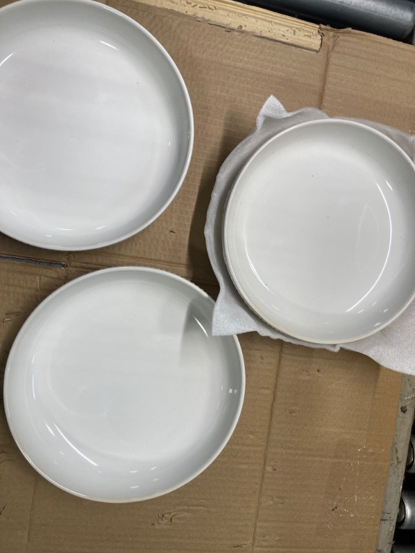 Photo 3 of *** ONLY 3 PIECES*** Artena Pasta Bowls, 50oz Large Salad Serving Bowls, 9.75'' Plates Bowls Set of 4, Big White Ceramic Soup Bowls for Kitchen, Embossment Shallow Dinner Bowl, Microwave Dishwasher Safe, Damask Floral