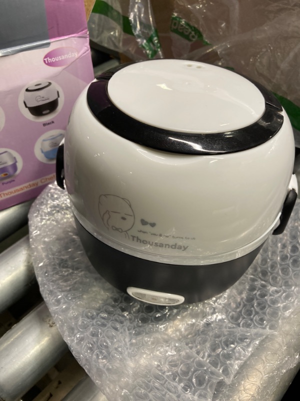 Photo 4 of ***USED***Electric Lunch Box- 110V 200W Removable Stainless Steel Food Heating Rice Cooker - with Bowl, Plate, Measuring Cup (Black)