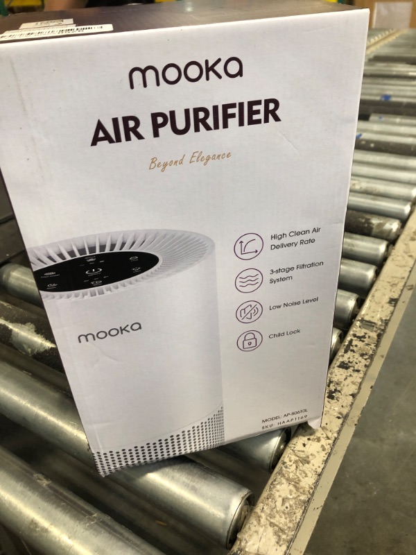 Photo 2 of *****MISSING POWER CORD*******Air Purifiers for Home Large Rooms up to 1200ft², MOOKA H13 True HEPA Air Purifier for Bedroom Pets with Fragrance Sponge, Timer, Air Filter Cleaner for Smoke, Odor, Dander, Pollen (White)