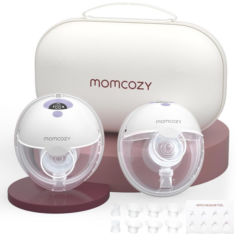 Photo 1 of ***DAMAGE ON THE PACKAGE AND BOX***  Momcozy Breast Pump Hands Free M5, Wearable Breast Pump of Baby Mouth Double-Sealed Flange with 3 Modes & 9 Levels, Electric Breast Pump Portable - 24mm, 2 Pack Lilac
