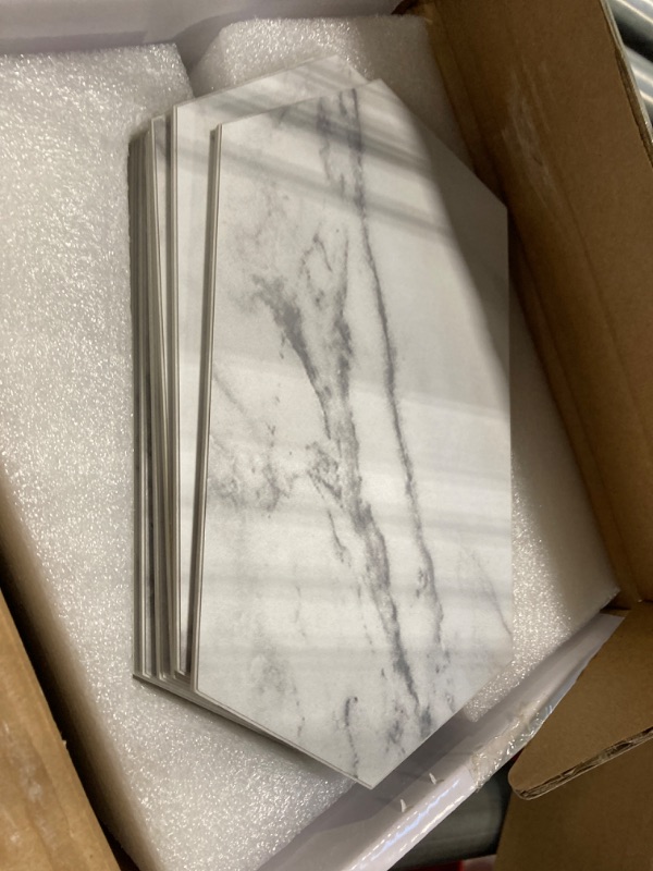 Photo 3 of *****USED** Inno Stickers Stone Backsplash Tile for Kitchen Peel and Stick,Long Hexagon Self Adhesive Tiles, White Carrara Marble Stick on Decorative Wall Tile for Kitchen, Bathroom, Fireplace, 36 Sheets