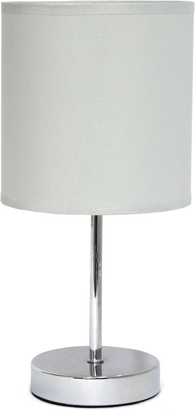 Photo 1 of ***DAMAGE ON THE BOX*** Simple Designs LT2007-SLT Chrome Mini Basic Table Lamp with Fabric Shade, Slate Gray
