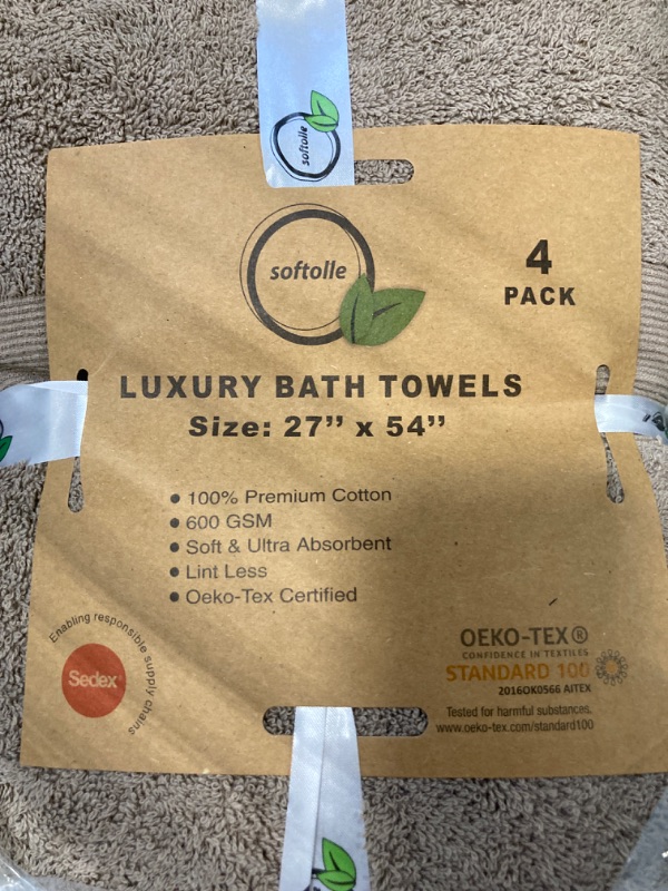 Photo 4 of ******product similar to the original photo****** Softolle 100% Cotton Luxury Bath Towels - 600 GSM Cotton Towels for Bathroom - Set of 4 Bath Towel - Eco-Friendly