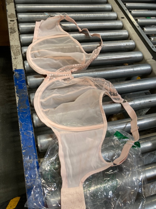 Photo 2 of ***1 PIECE*** Elomi Women's Matilda Plunge Bra. Three-Piece Cups, Sheer Mesh Cups, Side Support Panels, Moveable J-Hook for Racerback Style. DD+ Bras Pearl Blush