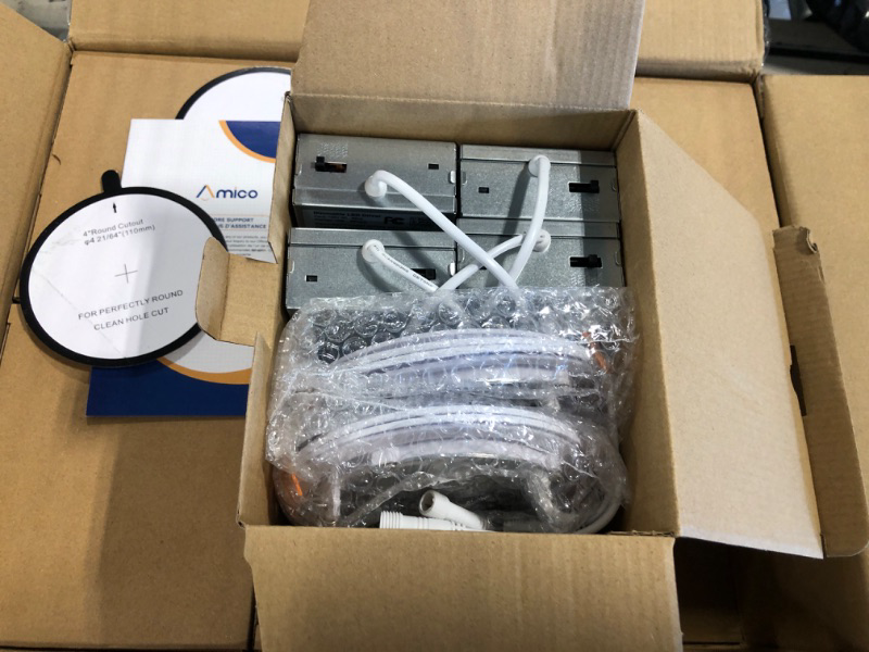 Photo 1 of Amico 24 Pack 4 Inch 5CCT Ultra-Thin LED Recessed Ceiling Light with Junction Box, 2700K/3000K/3500K/4000K/5000K Selectable, 10W Eqv 60W, Dimmable Can Light, 800LM High Brightness Downlight - ETL&FCC