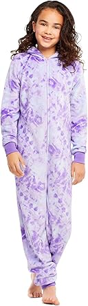 Photo 1 of ***Not Exact*** 
Girls Plush Flannel Fleece Onesie Sleepwear with Animal Face Hood, Flame Resistant, Footless, Half Zip Kids Pajamas, Aqua Unicorn, L