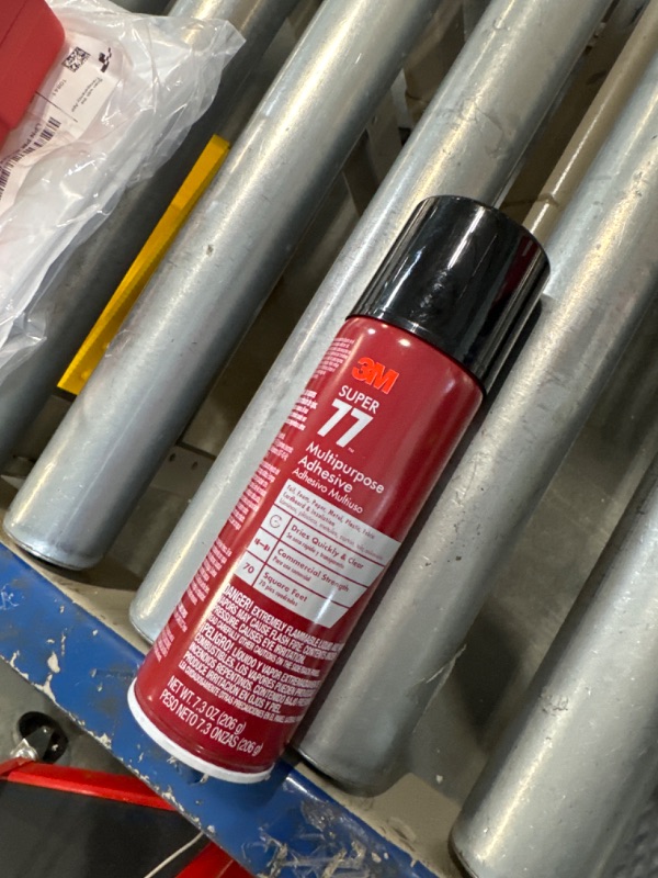 Photo 2 of 3M Super 77 Multipurpose Spray Adhesive, Low VOC, 7.3 oz., Meets California VOC requirements, Use on Wood, foam, Fiberglass, Glass, Leather, Paper, Plastic, Rubber, Fabric (77-10VOC30)