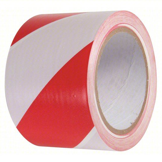 Photo 1 of ***AS IS / NO RETURNS -  FINAL SALE**
Floor Marking Tape: Gen Purpose, Striped, Red/White, 3 in x 54 ft, 5.5 mil Tape Thick, INCOM
